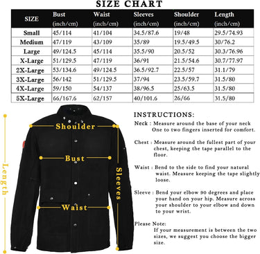 Black Leather Welding Jacket, Heavy Duty FR Split Cowhide Leather Work Safety Jackets, Welder Jackets for Men & Women